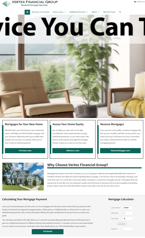 Vertex Financial Website